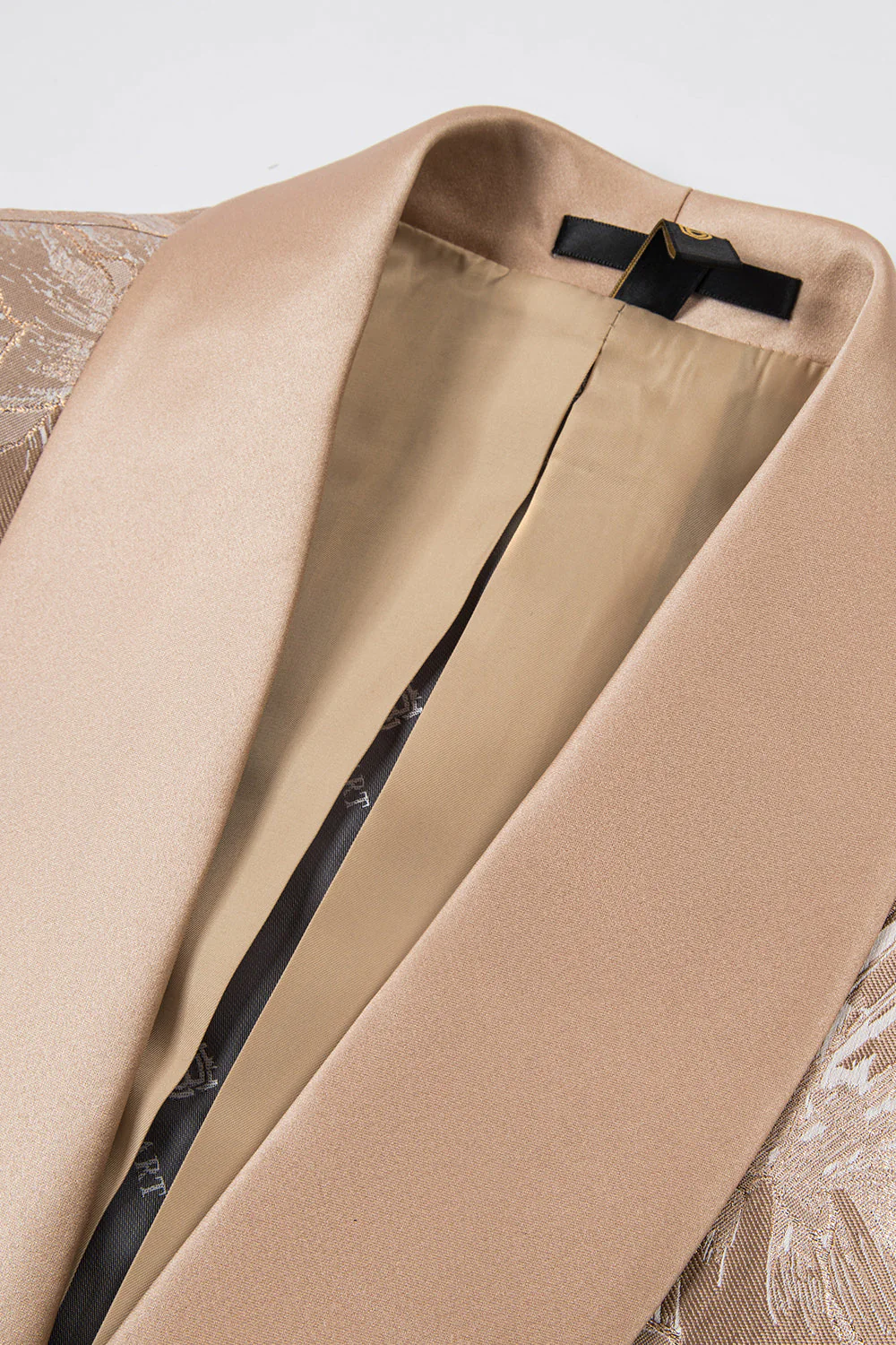 Champagne Shawl Lapel One Button Floral Men's Suits - Image 5