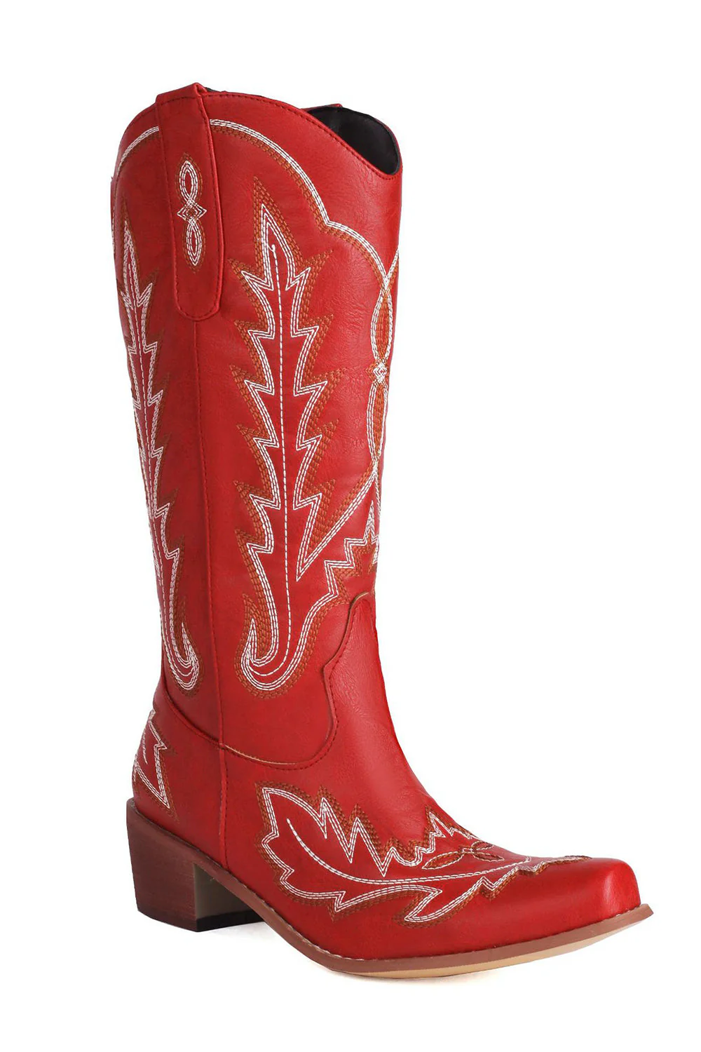 Classic Black Embroidered Pointed Toe Knee High Wide Calf Cowgirl Boots - Image 3