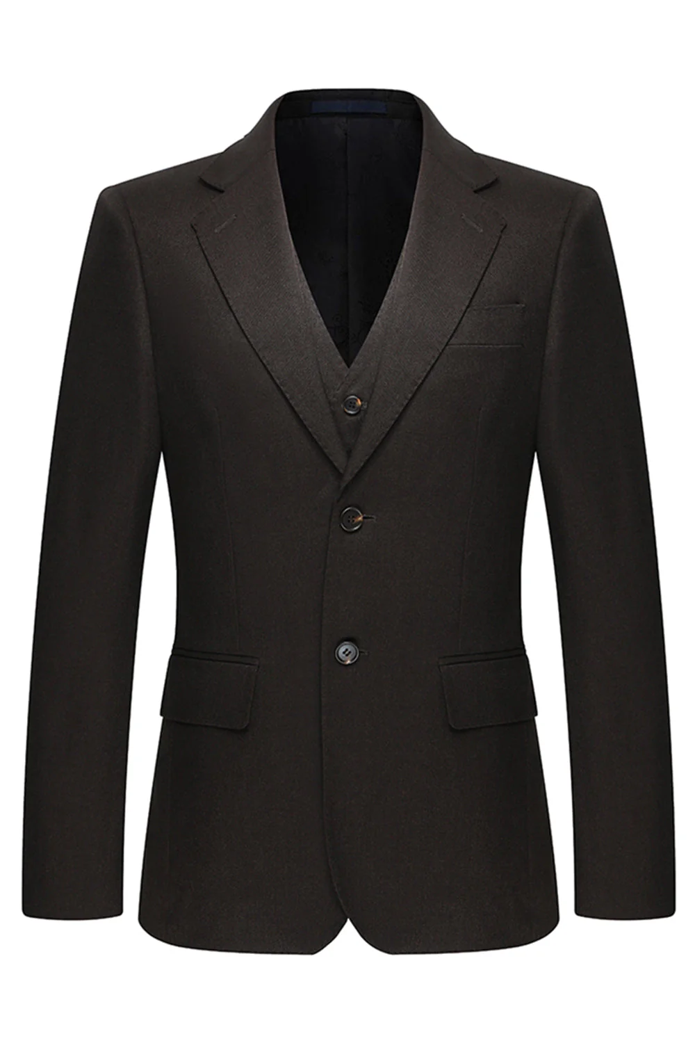 Coffee 3 Piece Single Breasted Notched Lapel Men's Business Suits - Image 2