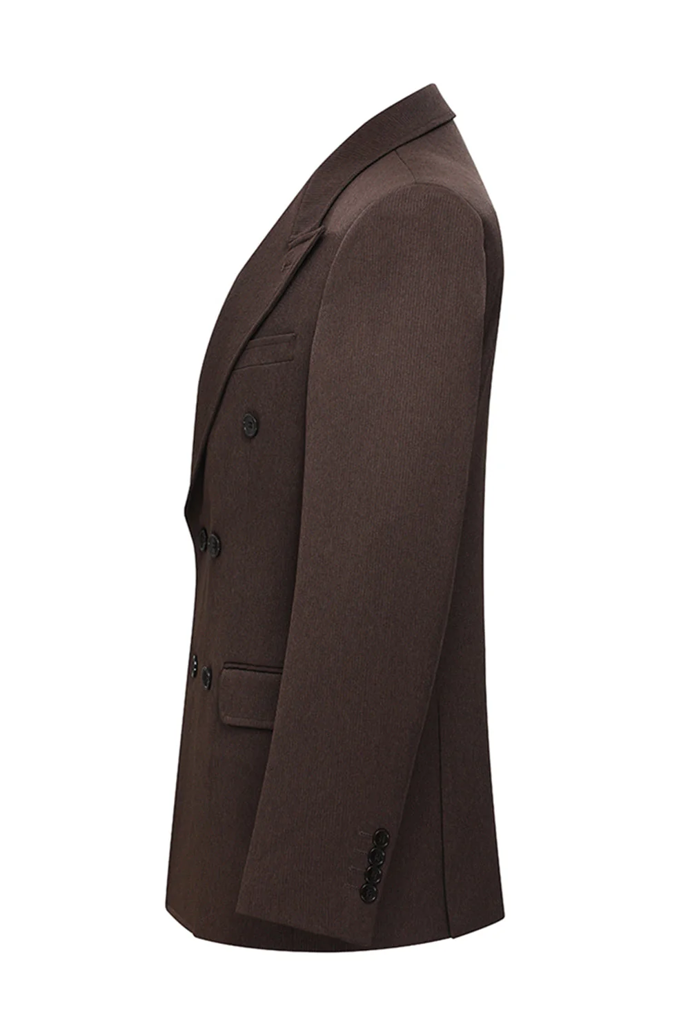 Coffee Double Breasted Peak Lapel 2 Piece Men's Suits - Image 4