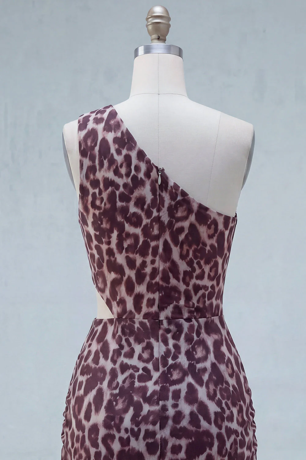 Coffee Leopard Bodycon One Shoulder Cut Out Cocktail Dress - Image 6