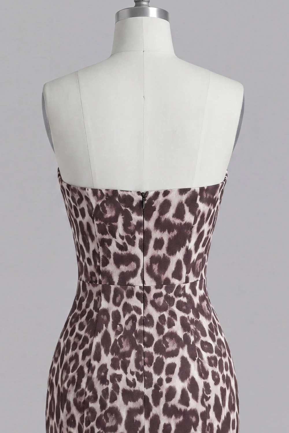 Coffee Leopard Sweetheart Print Bodycon Short Cocktail Dress - Image 7