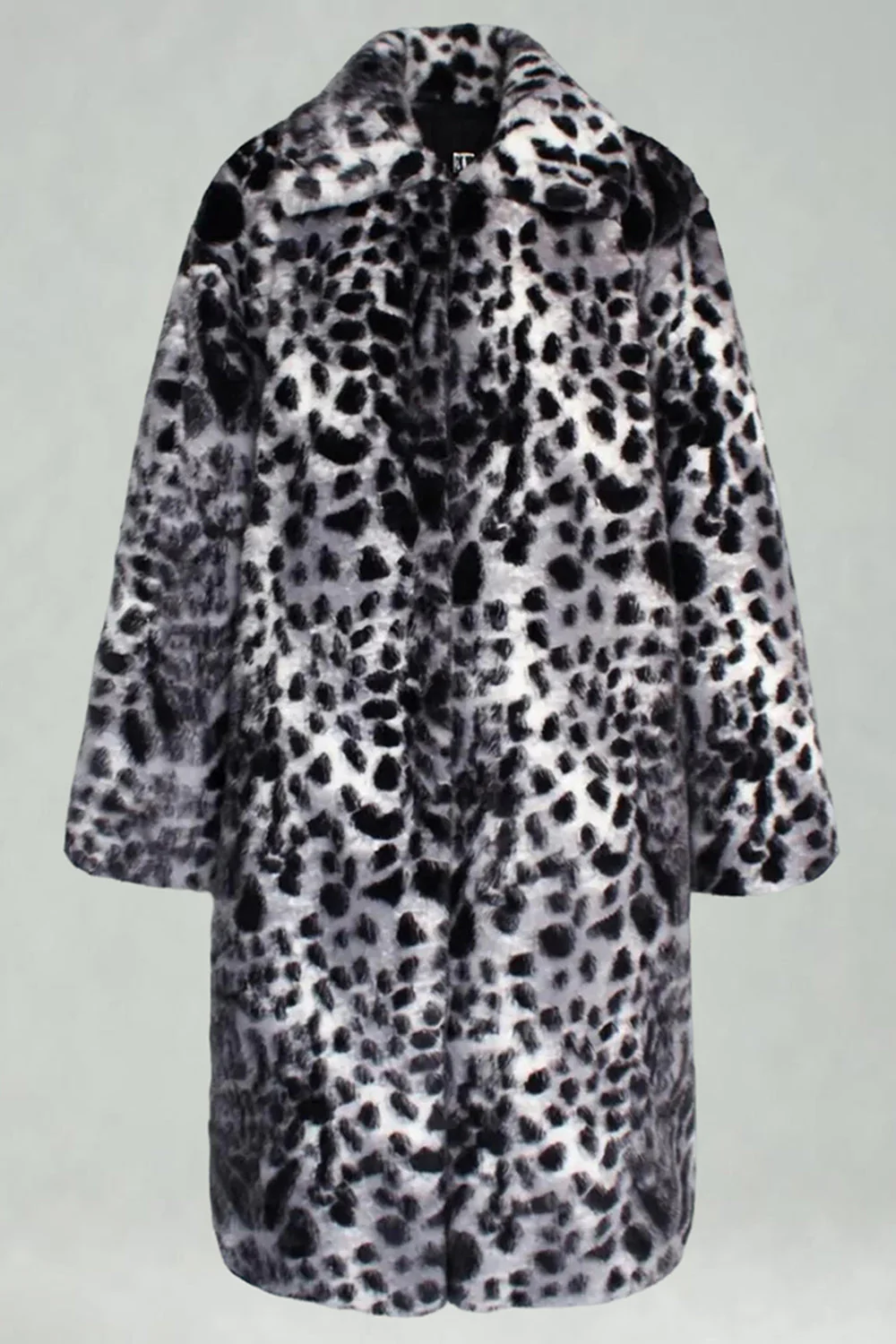 Coffee Leopard Shawl Collar Long Faux Fur Men's Coat - Image 7