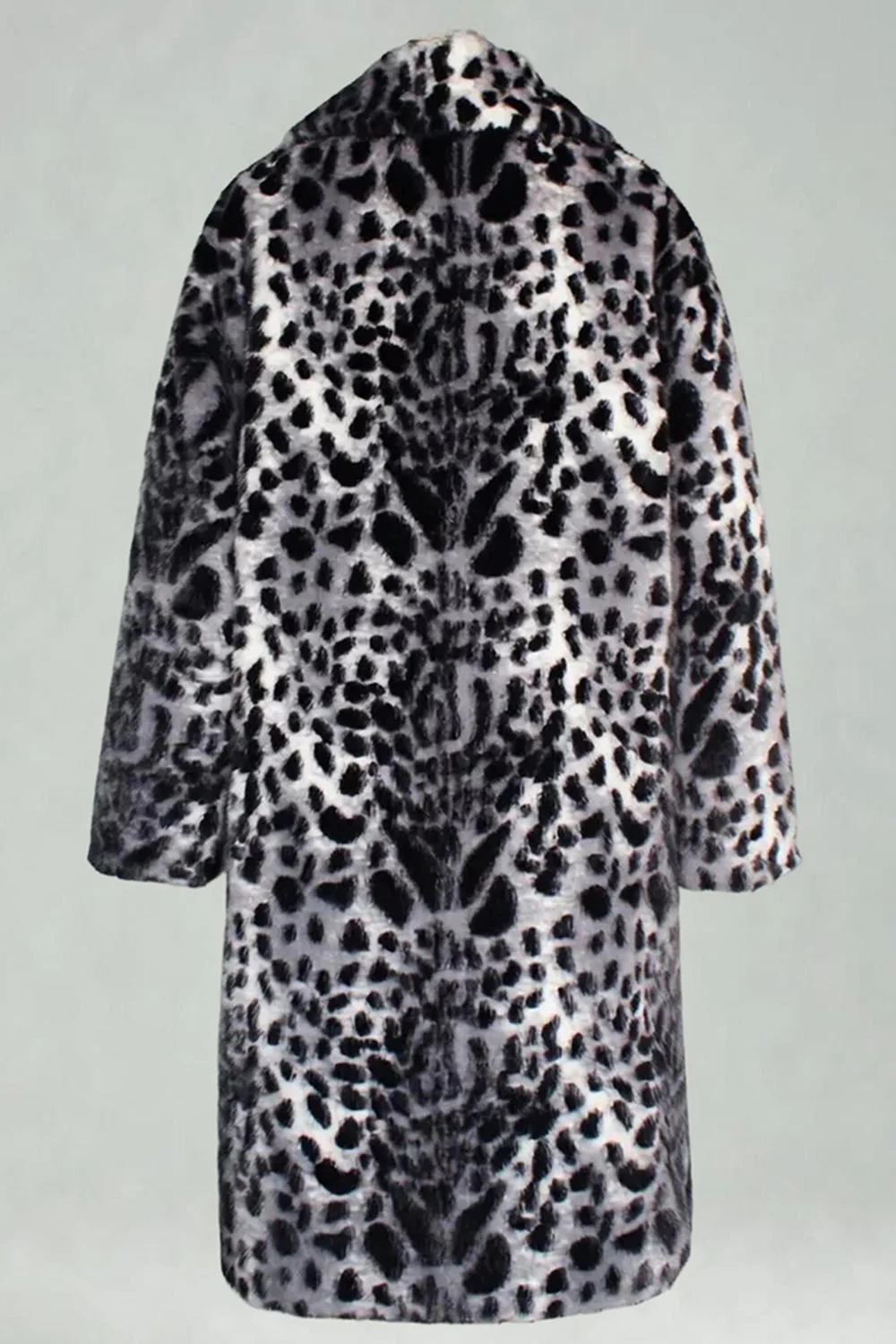 Coffee Leopard Shawl Collar Long Faux Fur Men's Coat - Image 8
