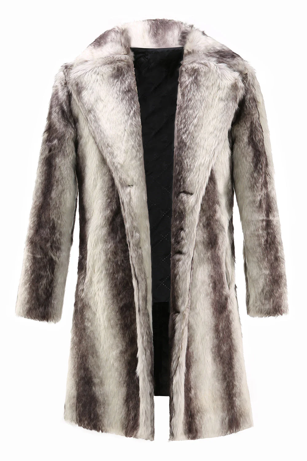 Coffee Men's Winter Faux Fur Coat Mid-Length Single-Breasted - Image 4