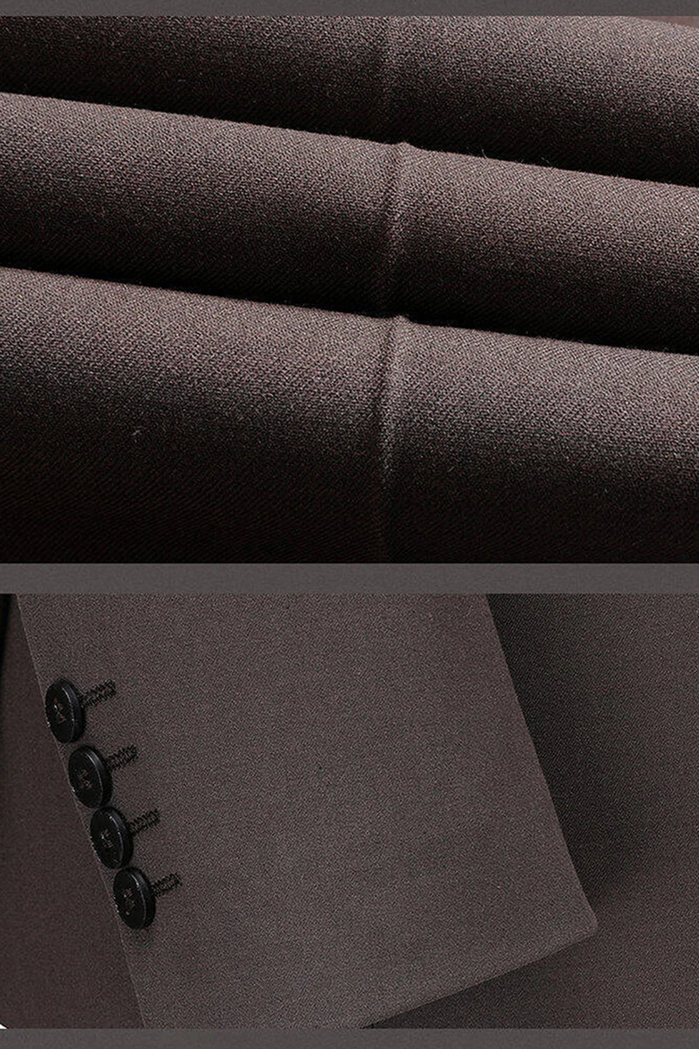 Coffee Notched Lapel Singel Breasted Slim Fit Suit - Image 3