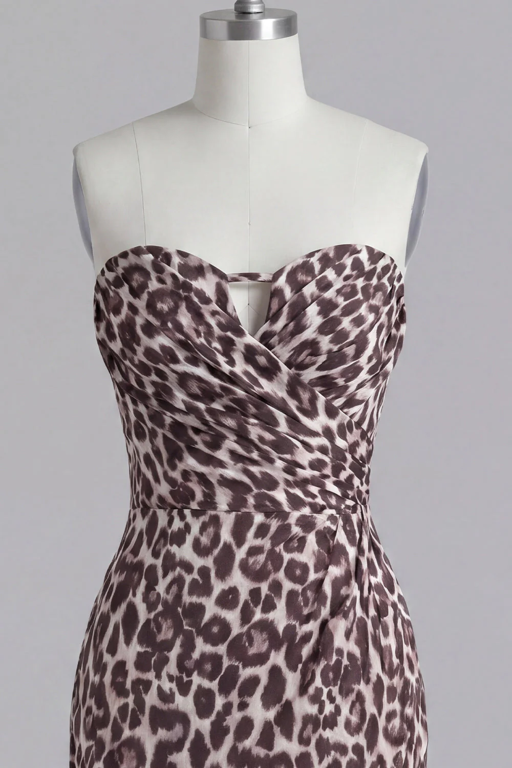 Strapless Coffee Bodycon Printed Leopard Short Cocktail Dress - Image 5