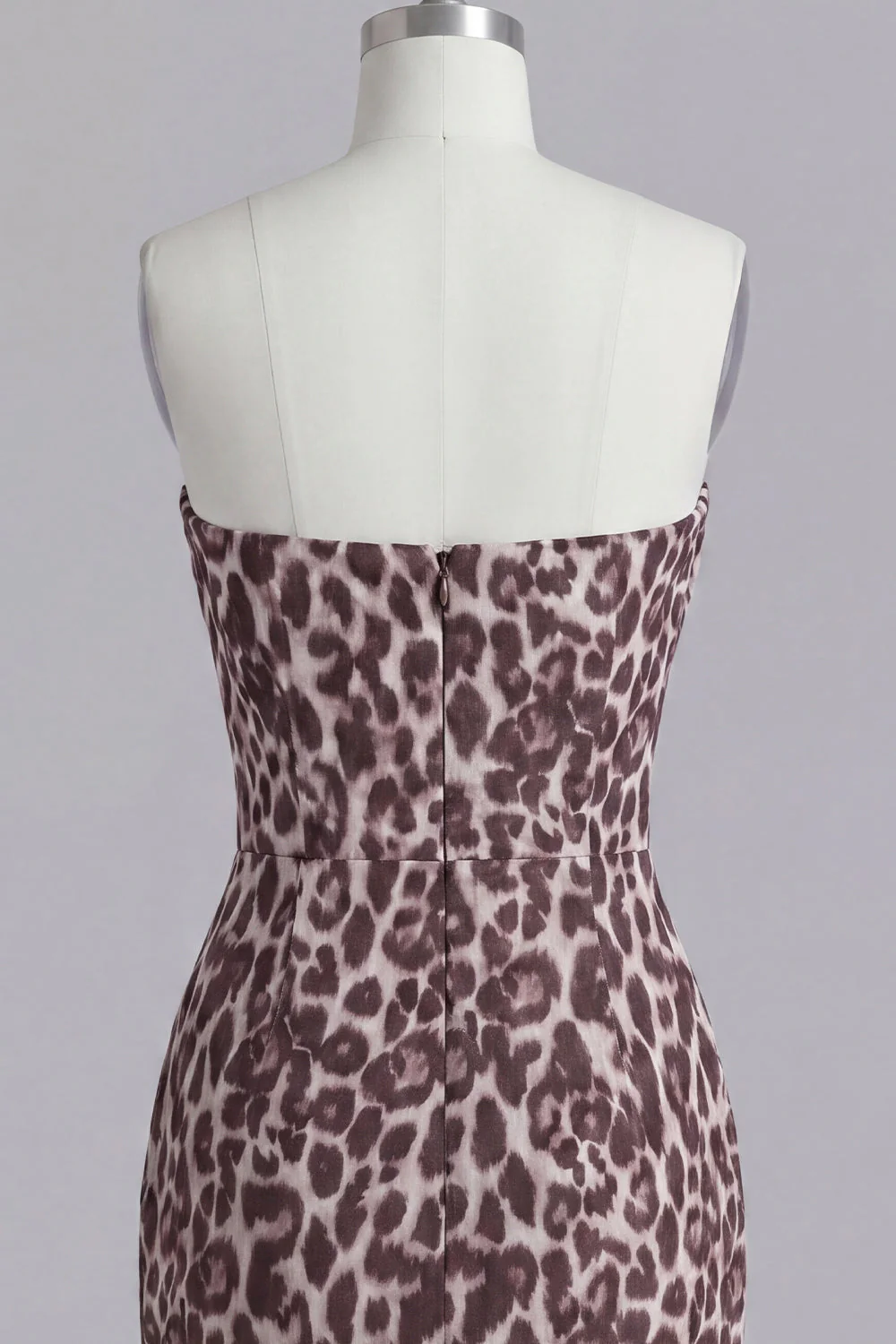 Strapless Coffee Bodycon Printed Leopard Short Cocktail Dress - Image 6