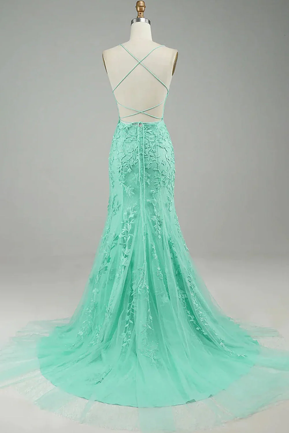 Spaghetti Straps Mermaid Prom Dress - Image 30