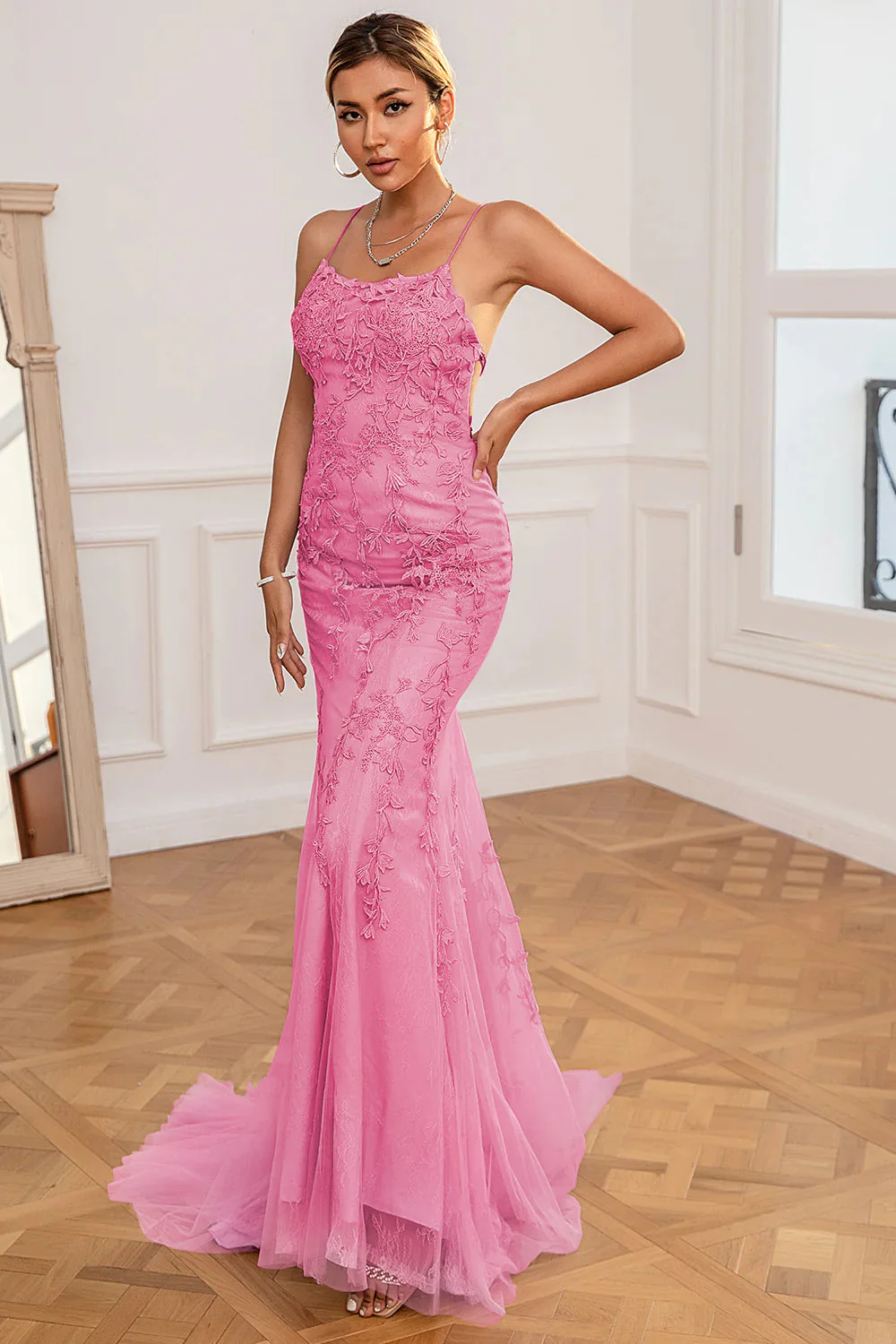 Light Purple Mermaid Long Prom Dress with Appliques - Image 35