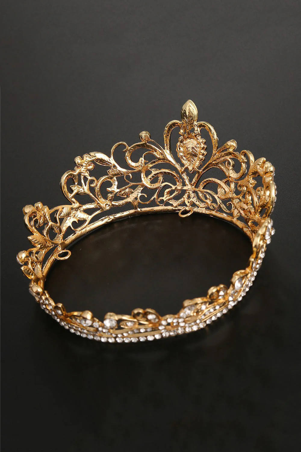 Crystal Prom Queen Pageant Golden Crown Tiara - Image 2