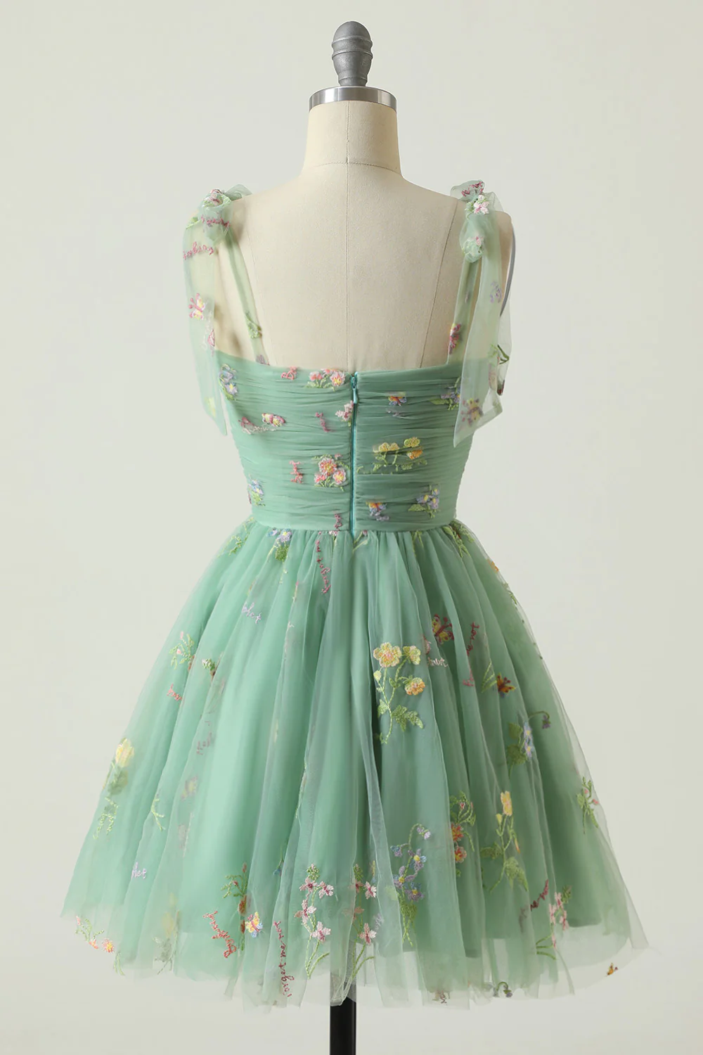 Cute A Line Spaghetti Straps Champagne Cocktail Dress with Embroidery - Image 9