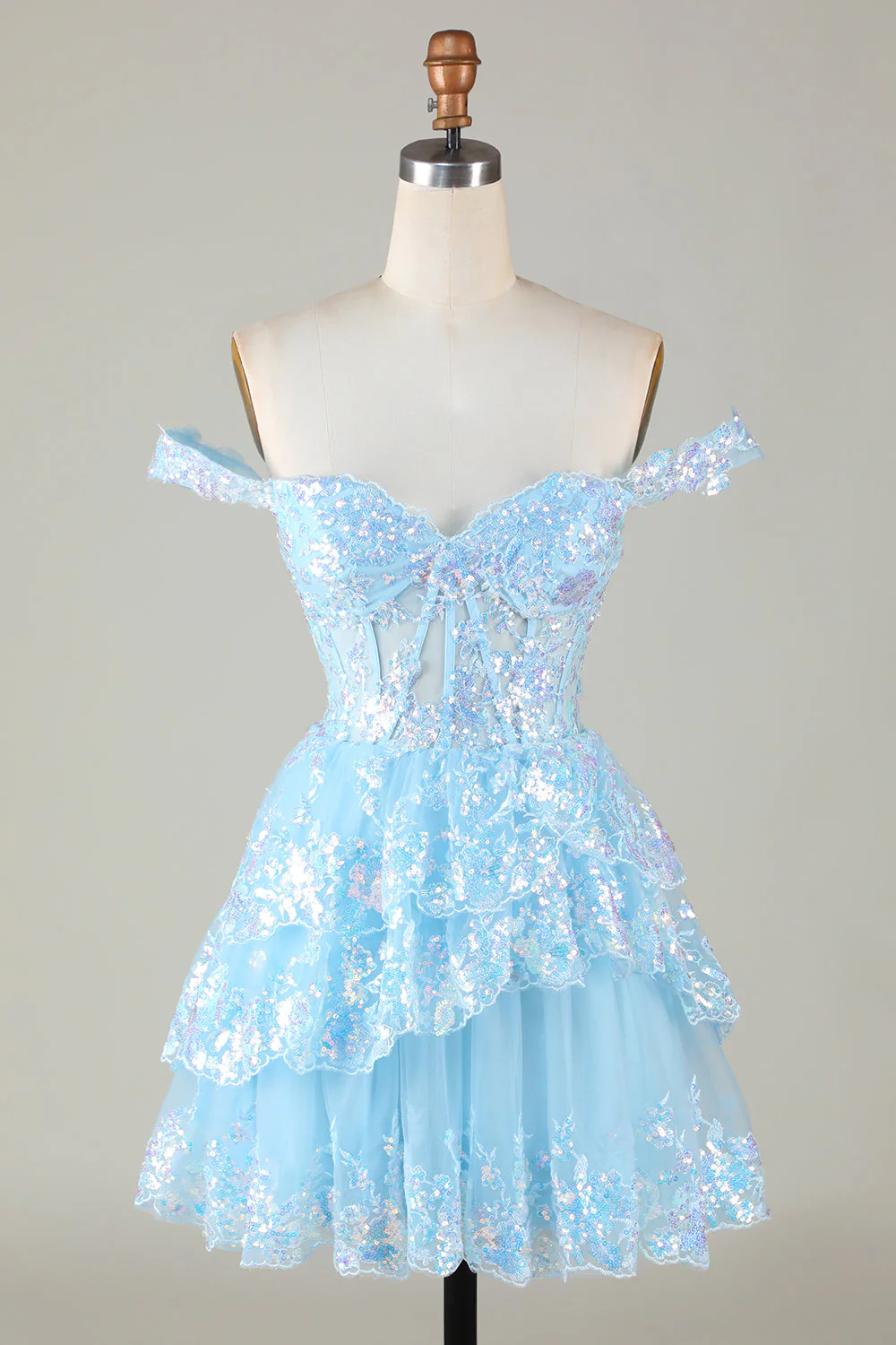 Cute Sparkly Hot Pink A Line Tiered Corset Lace Short Graduation Dress - Image 19