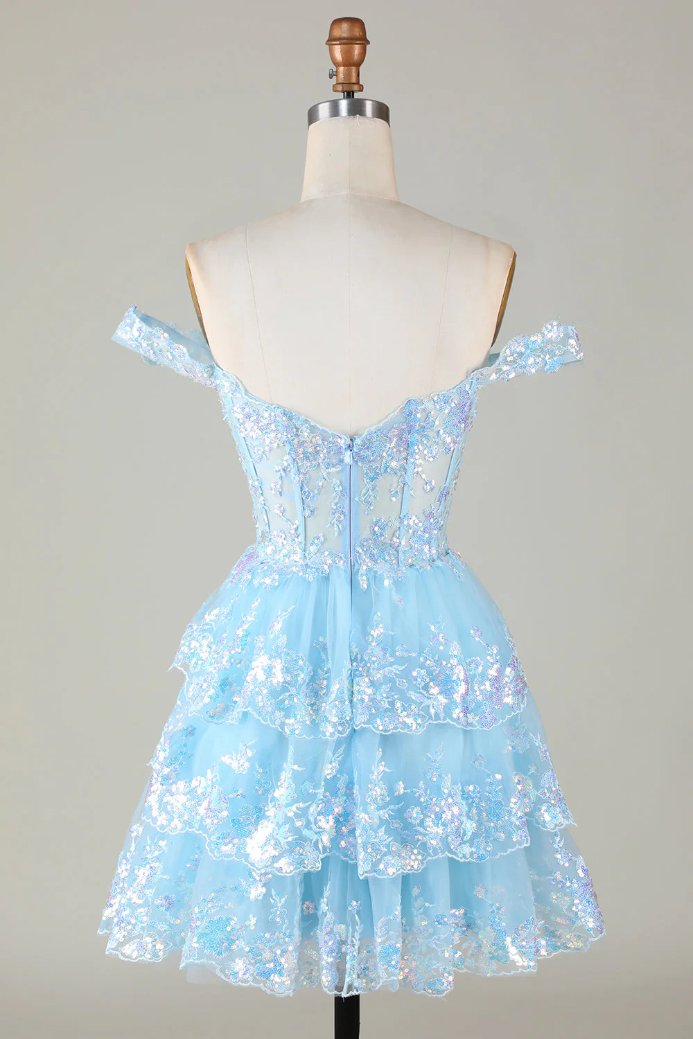 Cute Sparkly Hot Pink A Line Tiered Corset Lace Short Graduation Dress - Image 20