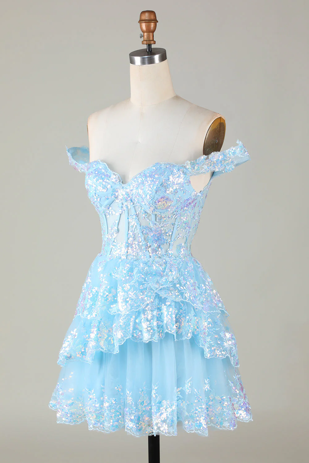 Cute Sparkly Hot Pink A Line Tiered Corset Lace Short Graduation Dress - Image 21