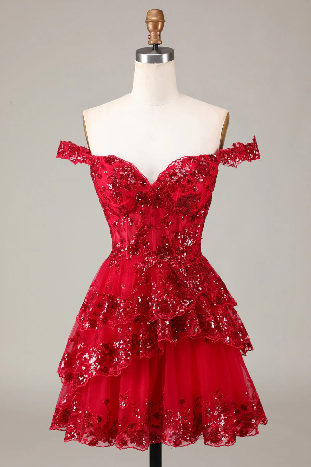 Cute Sparkly Hot Pink A Line Tiered Corset Lace Short Graduation Dress - Image 25