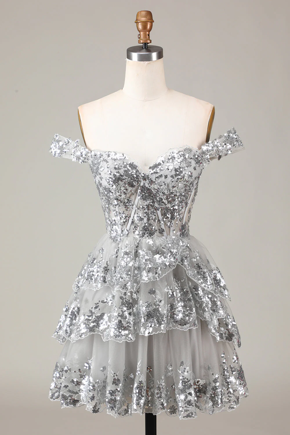 Cute Sparkly Hot Pink A Line Tiered Corset Lace Short Graduation Dress - Image 34