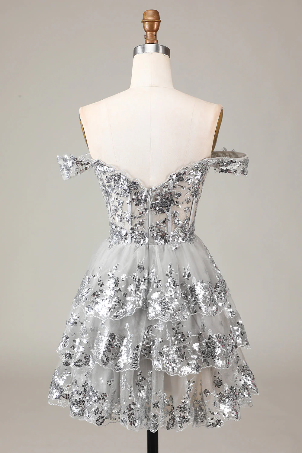 Cute Sparkly Hot Pink A Line Tiered Corset Lace Short Graduation Dress - Image 35