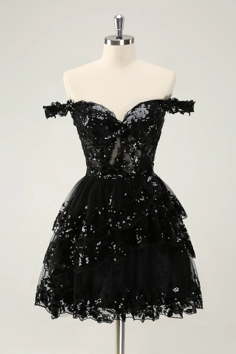 Cute Sparkly Hot Pink A Line Tiered Corset Lace Short Graduation Dress - Image 7
