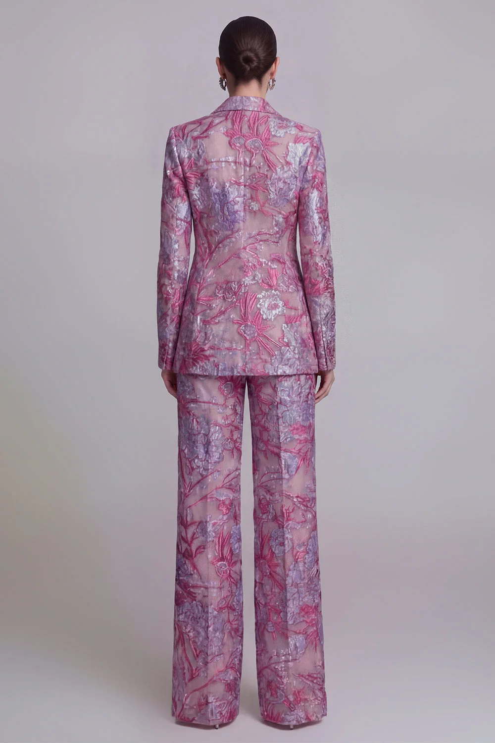 Dark Blue Floral 2 Piece Single Breasted Notched Lapel Prom Suits - Image 6