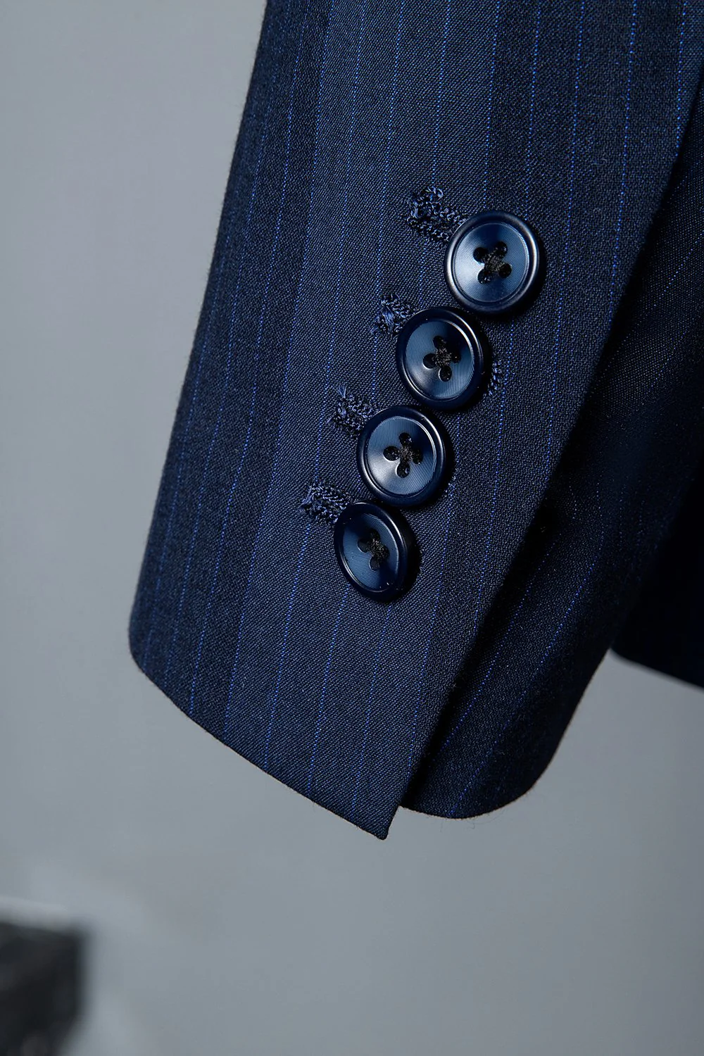 Dark Blue Pinstripe 3-Piece Double-Breasted Men's Suit - Image 7