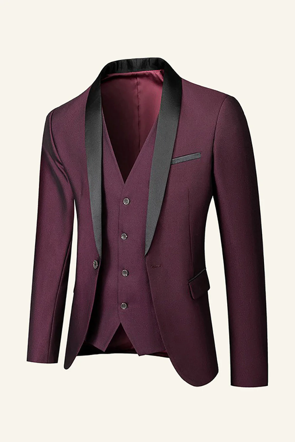 Dark Blue Shawl Lapel 3 Piece Men's Wedding Suits - Image 5