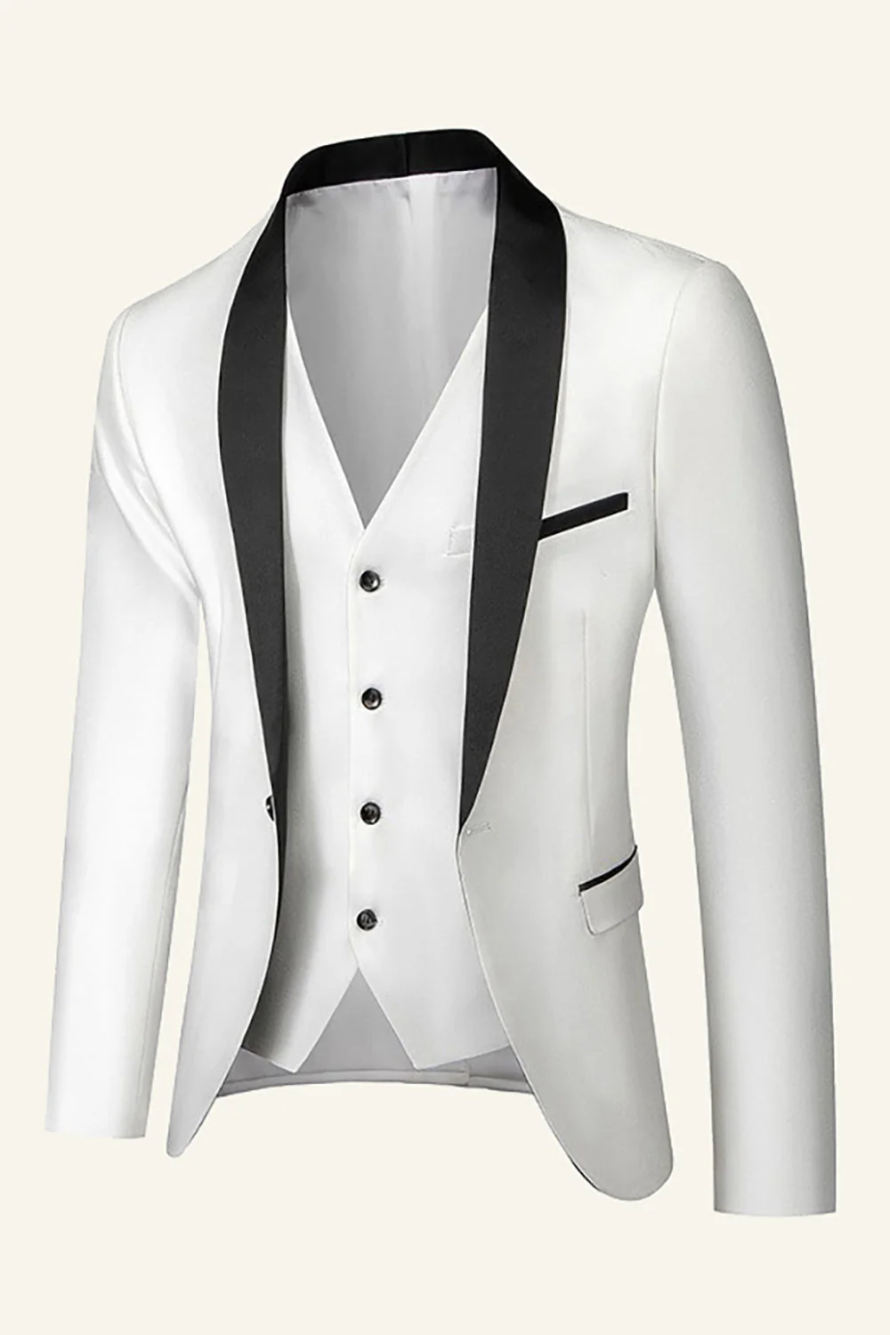 Dark Blue Shawl Lapel 3 Piece Men's Wedding Suits - Image 7