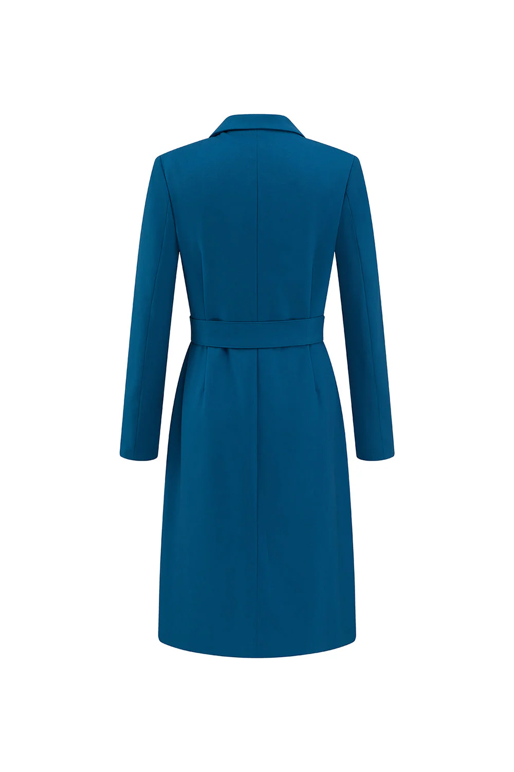 Dark Blue Single Breasted Peak Lapel Blazer Dress with Belt - Image 2