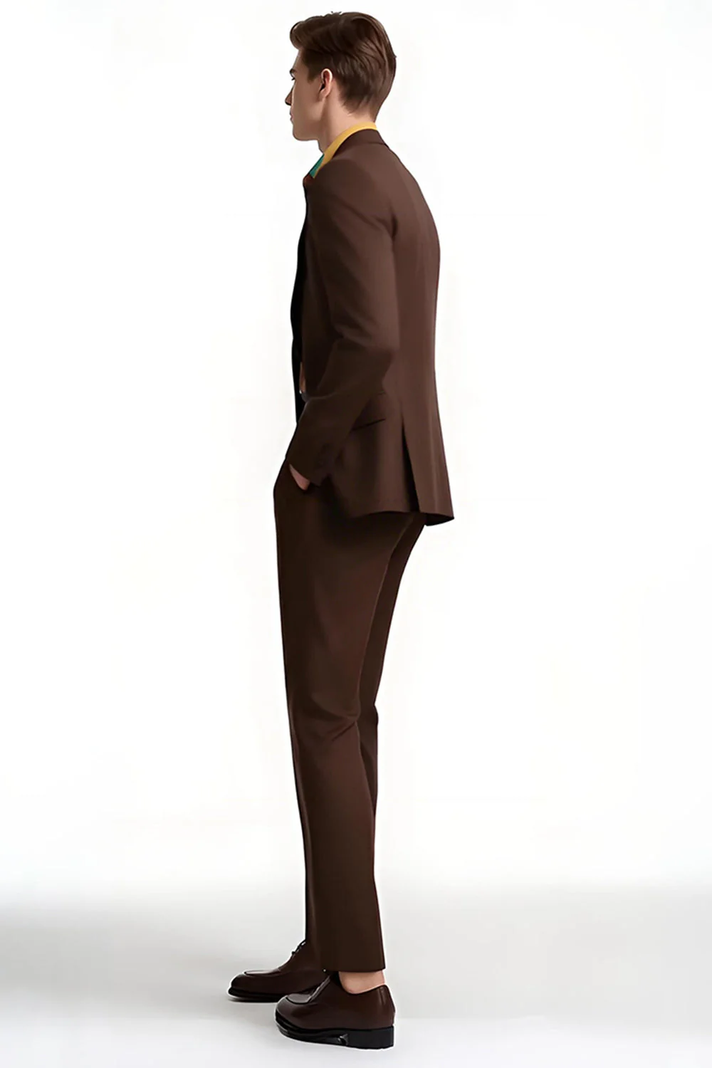 Dark Brown Notched Lapel Slim Fit Prom Suits - Image 3