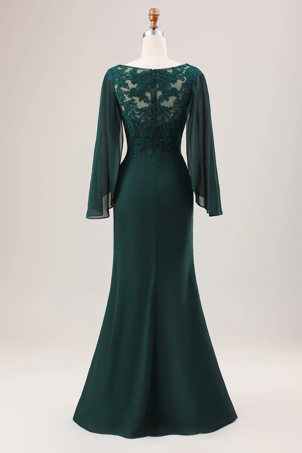Dark Green Mermaid Chiffon Long Sleeves Choir Dress - Image 3