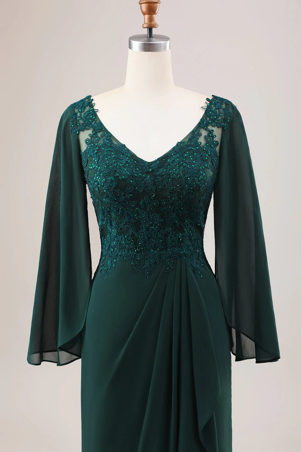 Dark Green Mermaid Chiffon Long Sleeves Choir Dress - Image 5