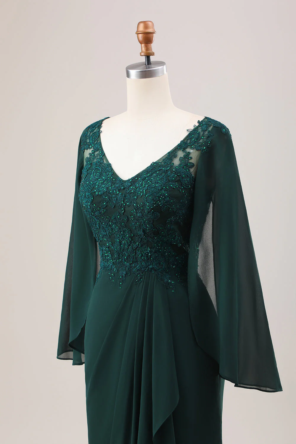 Dark Green Mermaid Chiffon Long Sleeves Choir Dress - Image 7