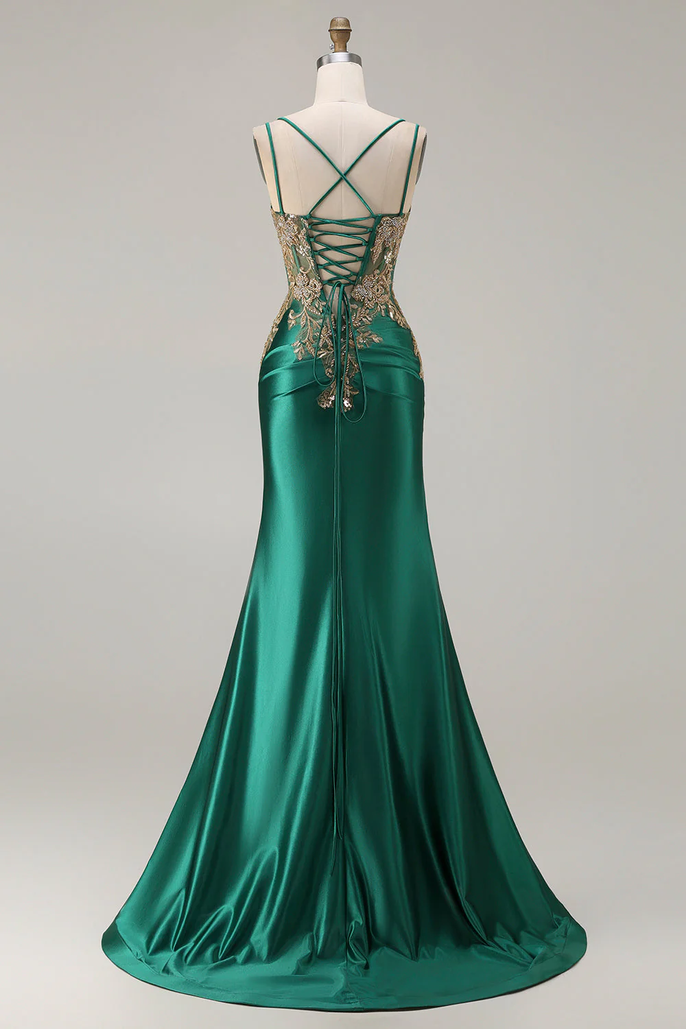 Dark Green Mermaid Sequins Beaded Plus Size Long Prom Dress with Slit - Image 6