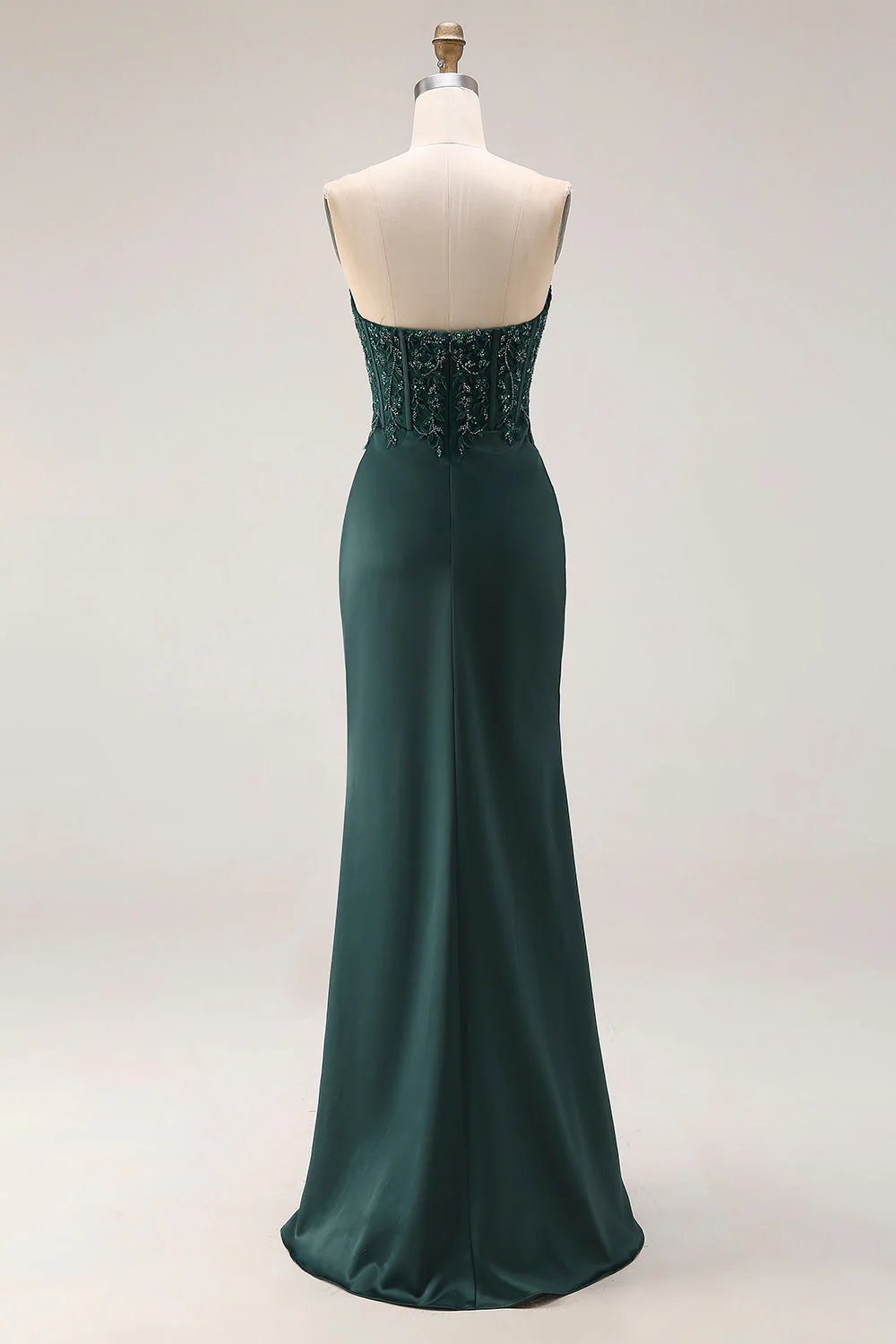 Sweetheart Dark Green Mermaid Corset Long Prom Dress with Slit - Image 2