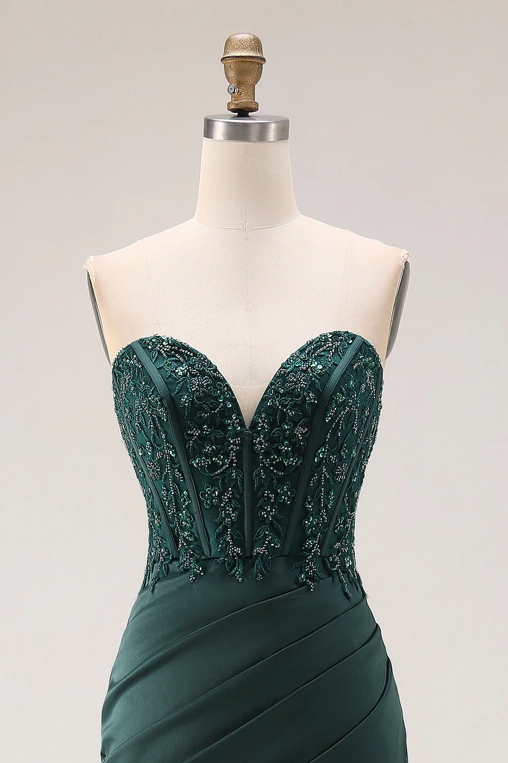 Sweetheart Dark Green Mermaid Corset Long Prom Dress with Slit - Image 4