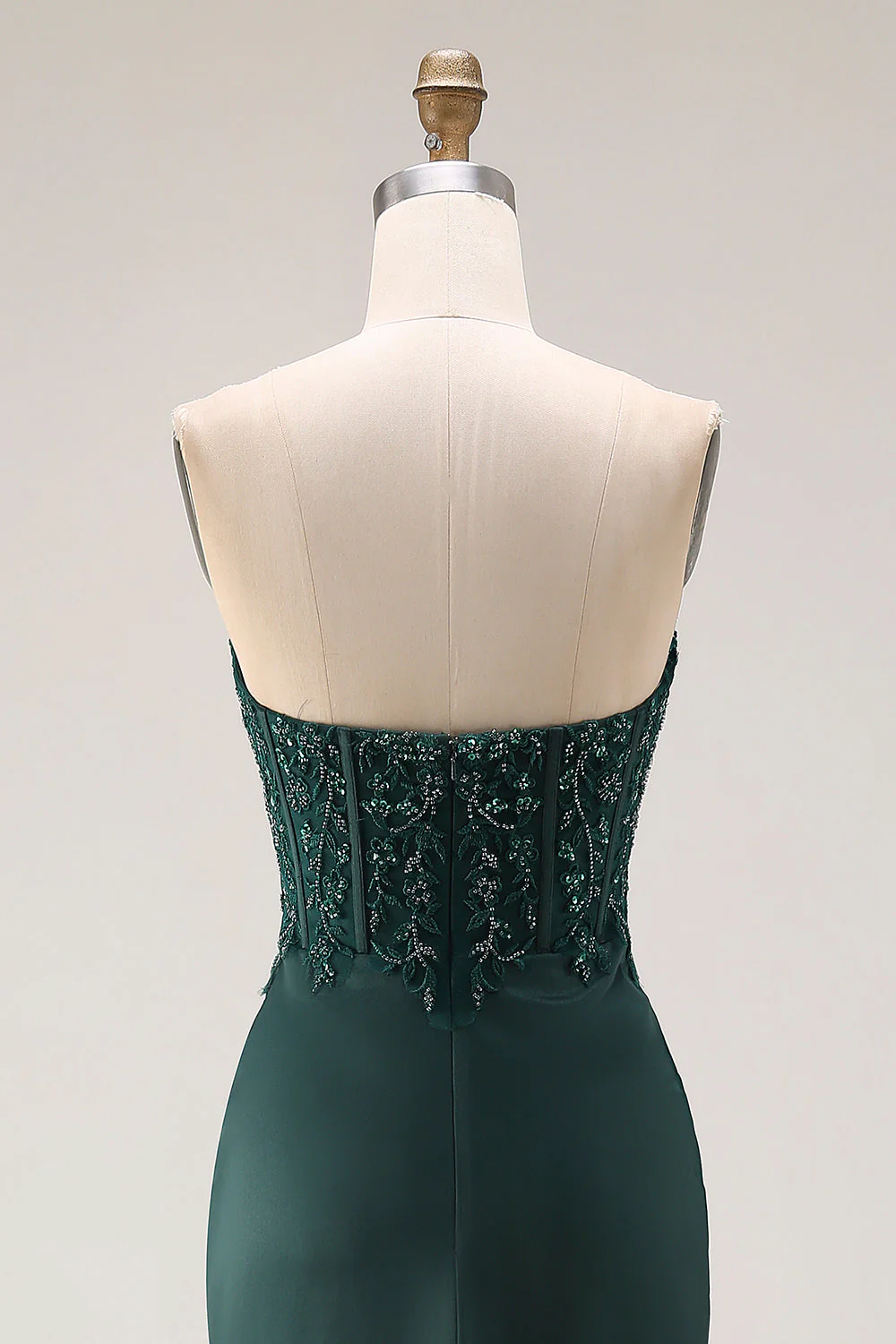 Sweetheart Dark Green Mermaid Corset Long Prom Dress with Slit - Image 5