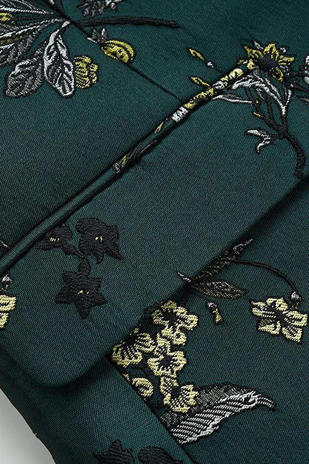 Dark Green Notched Lapel Embroidered Men's Prom Blazer - Image 4