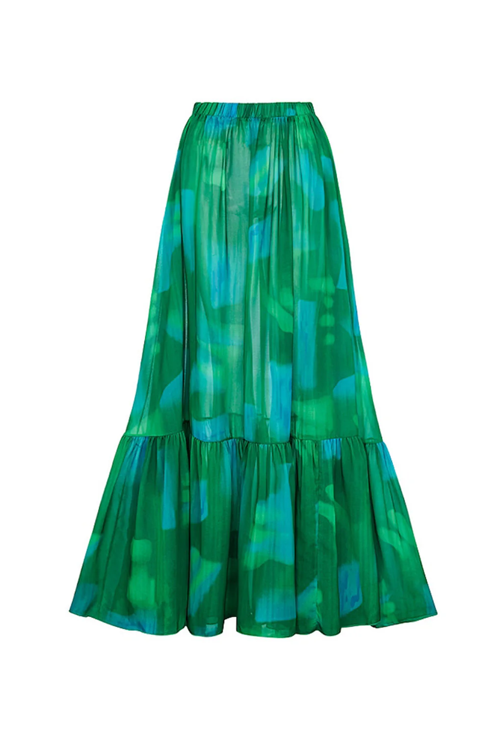 Dark Green One Shoulder 2 Piece Ruffled Swimsuit with Cover Up - Image 4