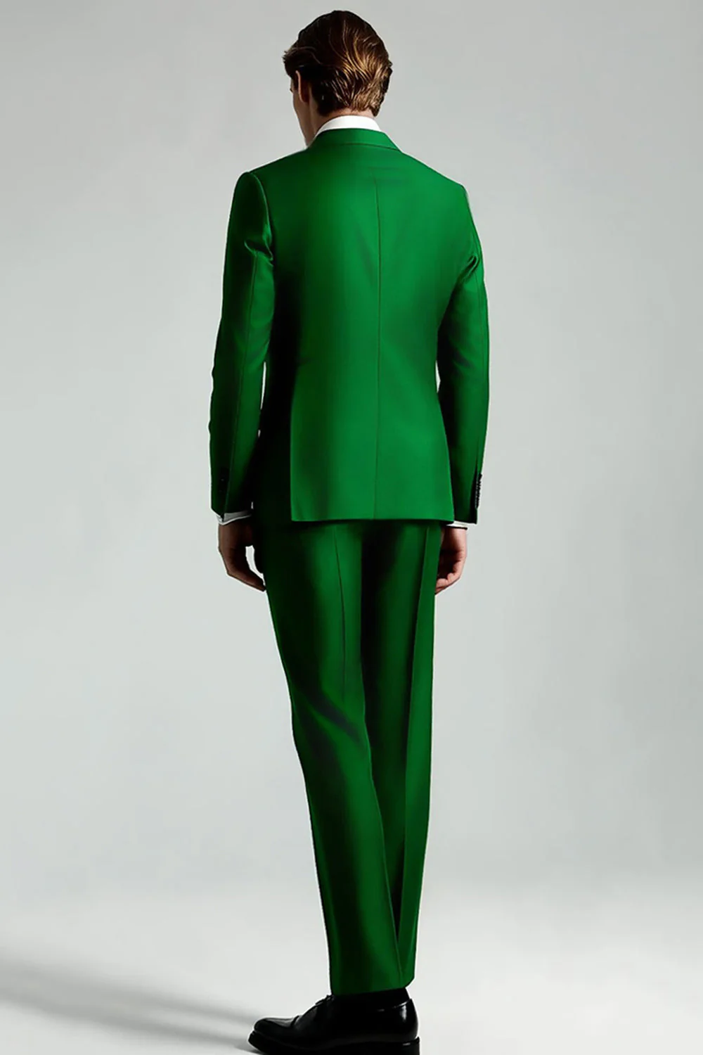 Dark Green Peak Lapel 2 Piece Men's Suits - Image 2