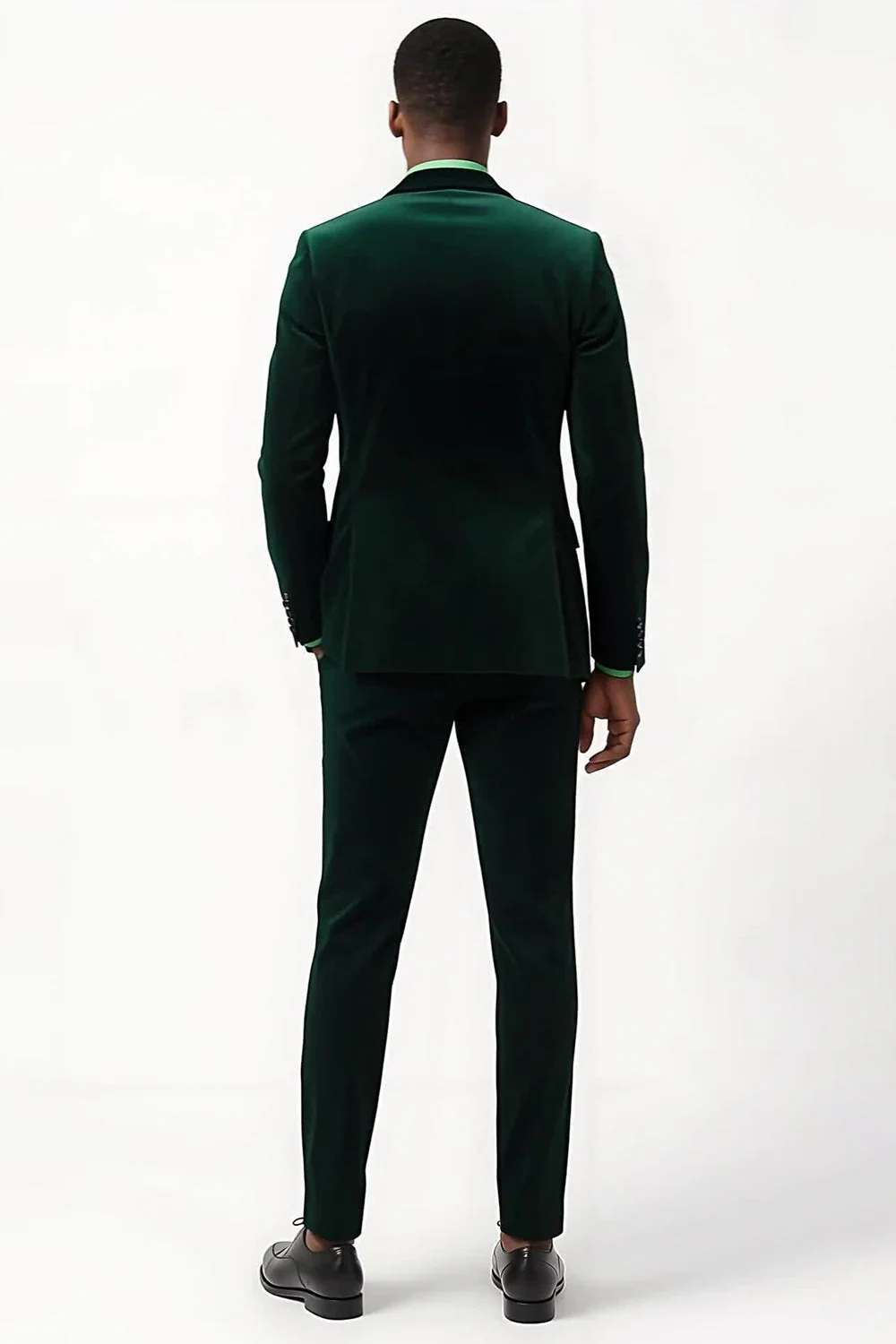 Dark Green Peak Lapel 2 Piece Single Breasted Men's Suits - Image 2