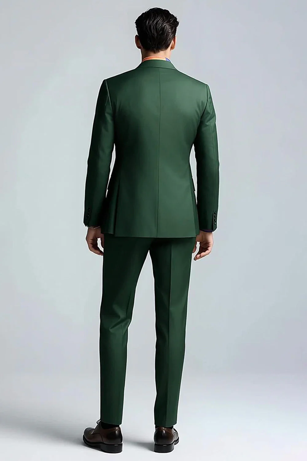 Dark Green Peak Lapel 2 Piece Slim Fit Prom Suits - Image 2