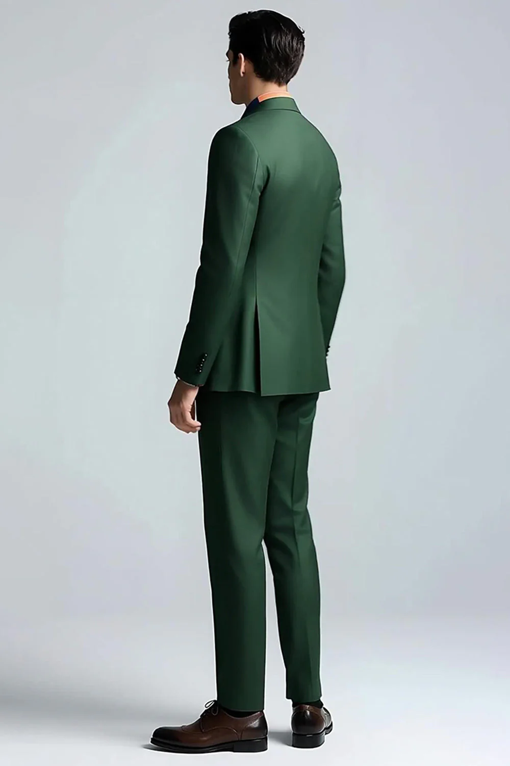 Dark Green Peak Lapel 2 Piece Slim Fit Prom Suits - Image 3