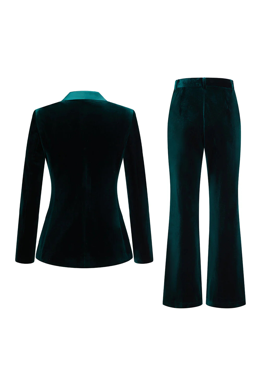 Dark Green Peak Lapel 2-Piece Velvet Double Breasted Women Prom Suits - Image 2