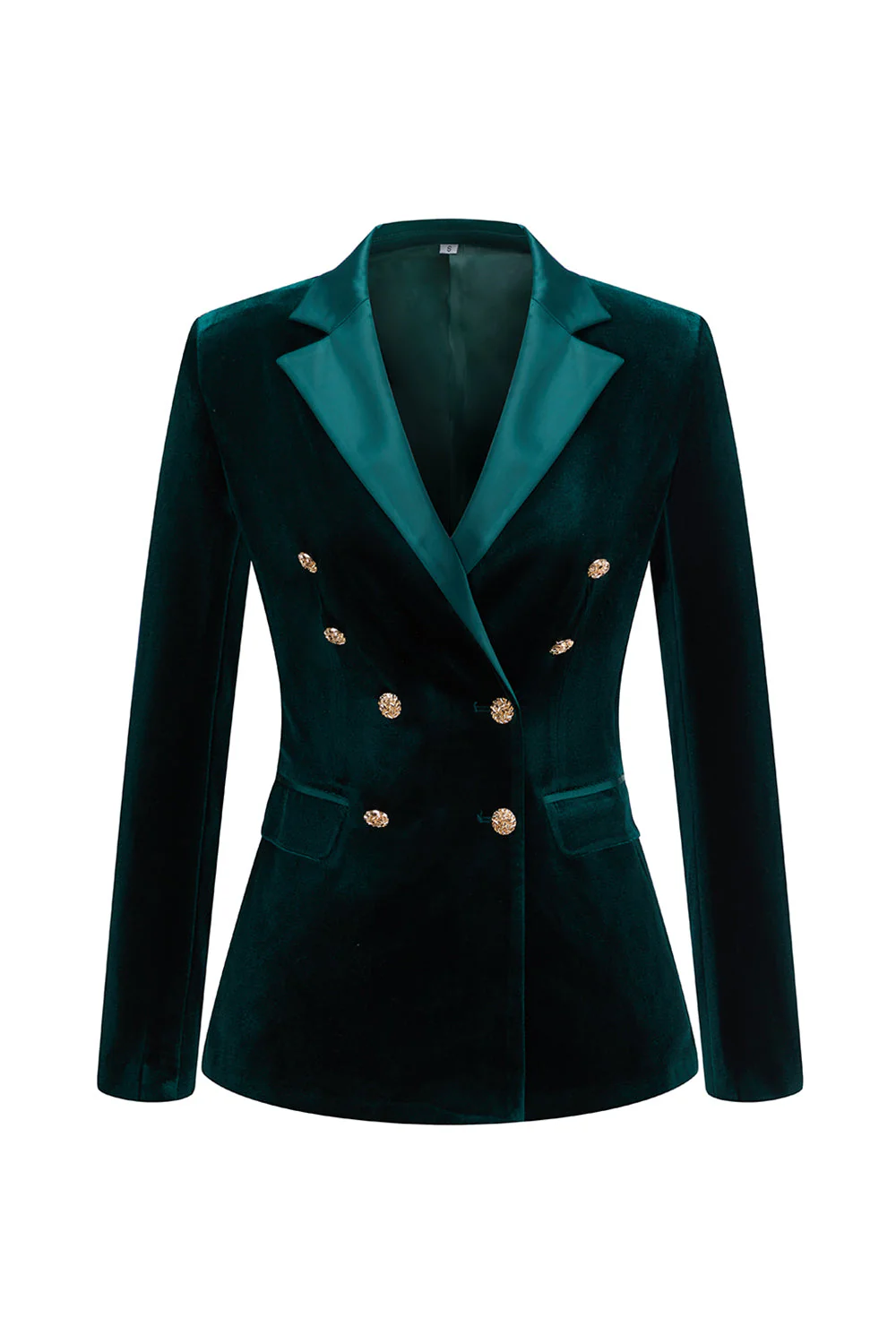Dark Green Peak Lapel 2-Piece Velvet Double Breasted Women Prom Suits - Image 5