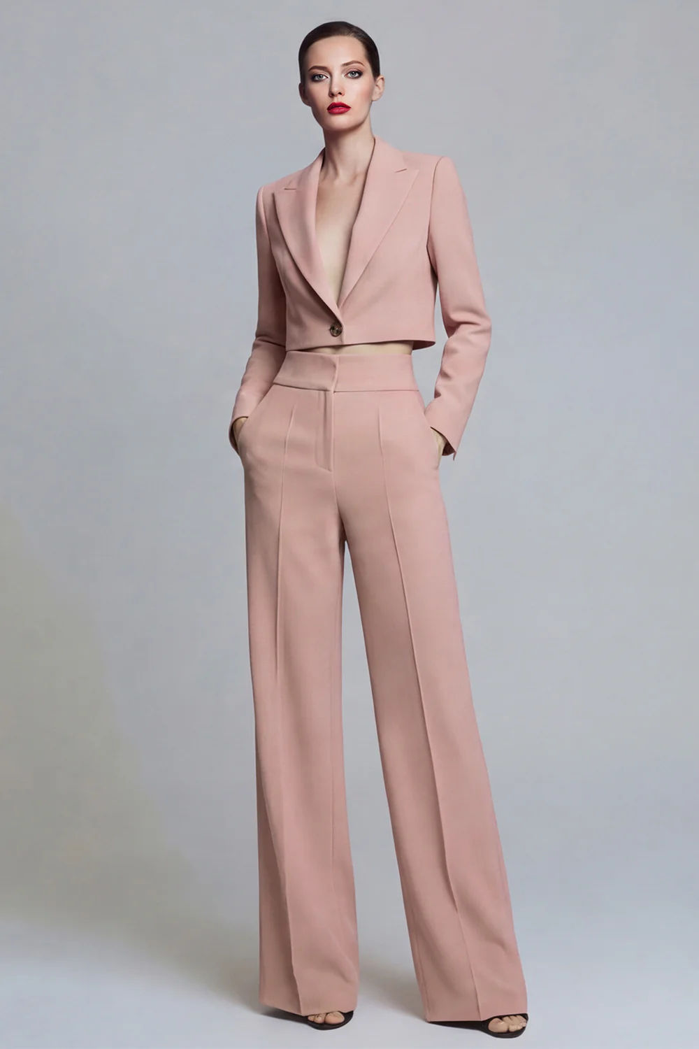 Dark Green Peak Lapel One Button 2-piece Women's Work Suits - Image 11