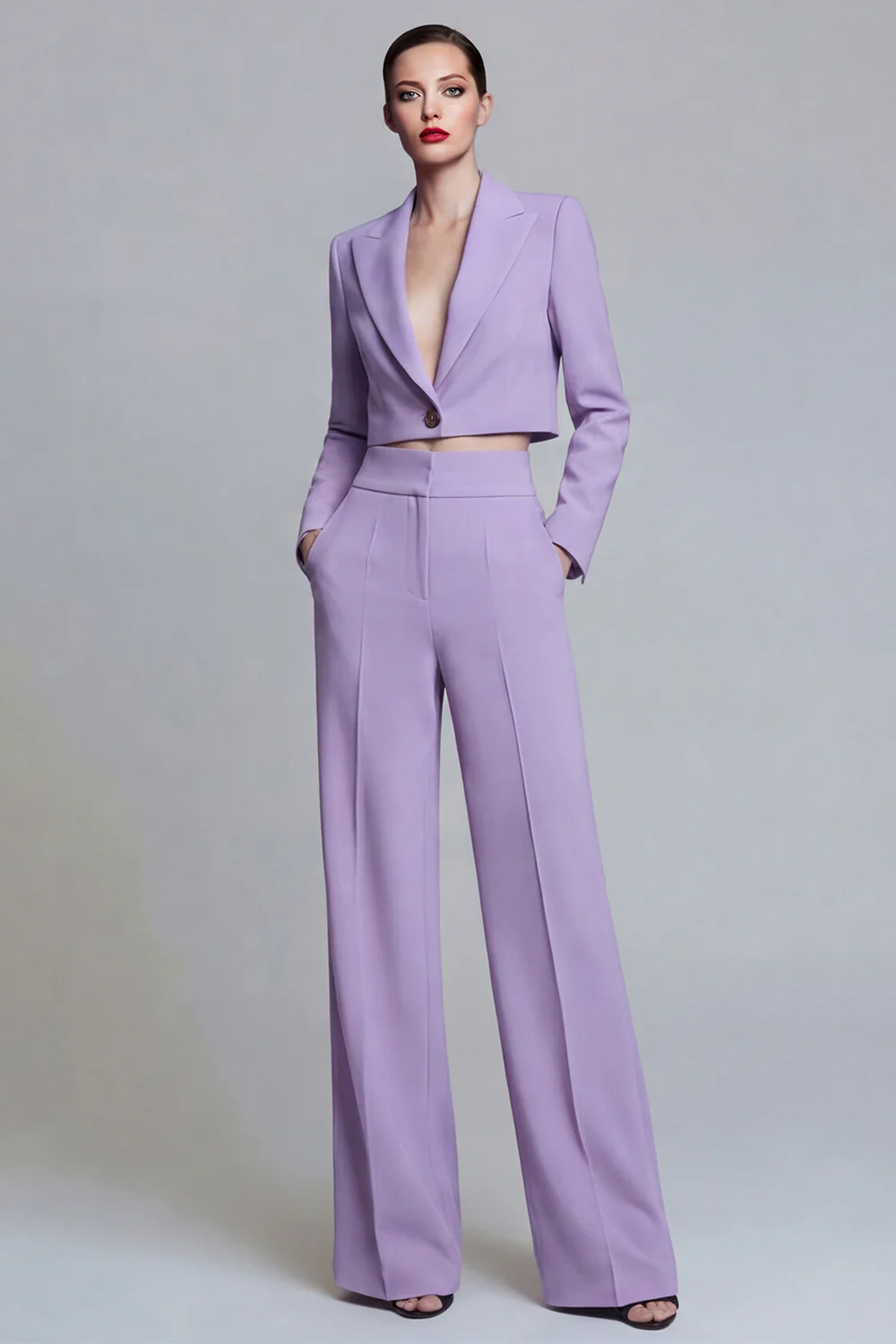Dark Green Peak Lapel One Button 2-piece Women's Work Suits - Image 17