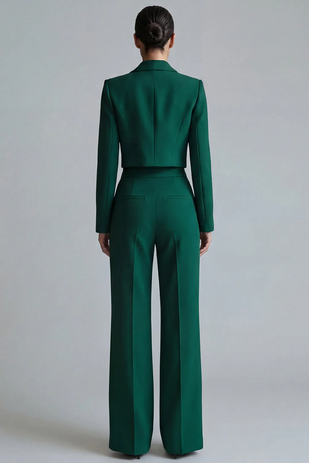 Dark Green Peak Lapel One Button 2-piece Women's Work Suits - Image 2