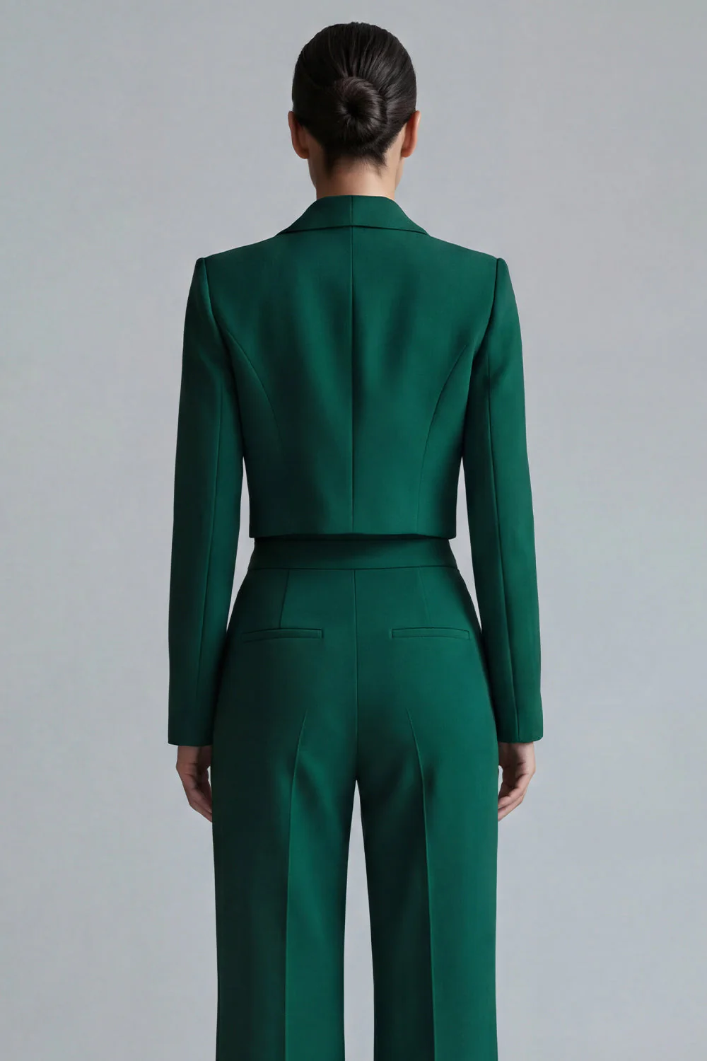 Dark Green Peak Lapel One Button 2-piece Women's Work Suits - Image 4