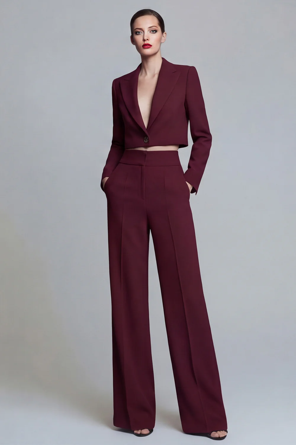 Dark Green Peak Lapel One Button 2-piece Women's Work Suits - Image 7