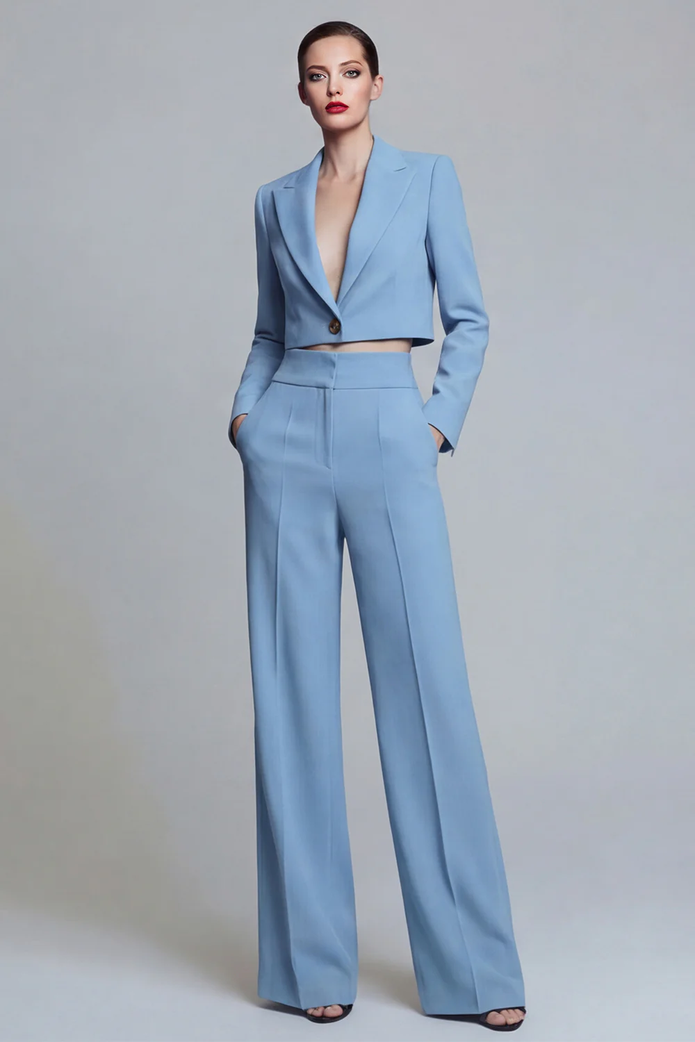 Dark Green Peak Lapel One Button 2-piece Women's Work Suits - Image 9